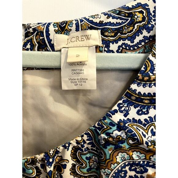 J. Crew Dolores Dress in Peacock Paisley Cotton Silk Size 2 - Picture 4 of 10